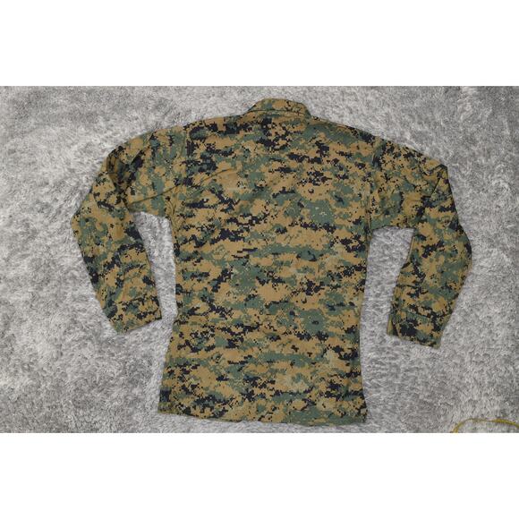 Military Green Cotton Blend Shirt Men S Long Sleeve Woodland Marpat Camouflage - Picture 3 of 6